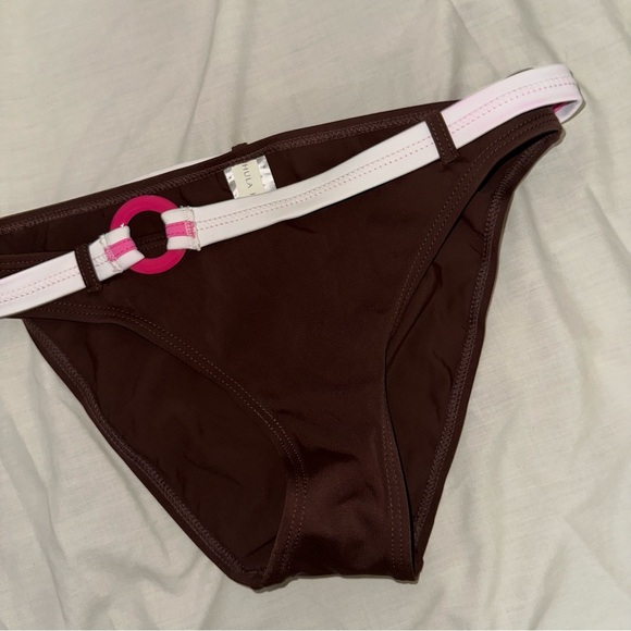 Early 2000s Y2K Hula Honey Brown Bikini Bottom with Pink and White Belt Design - Picture 4 of 10